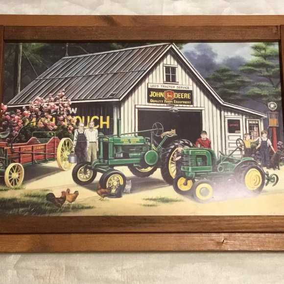 Large wood framed John Deere advertising print by Pamela C. Renfroe - Picture 2 of 8